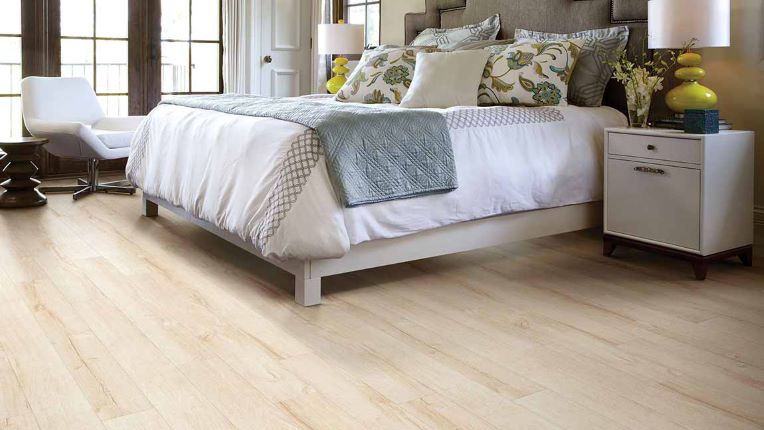 wood-look laminate flooring in a bedroom